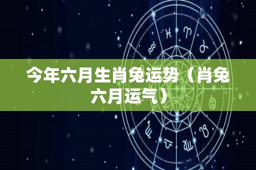 今年六月生肖兔运势（肖兔六月运气）