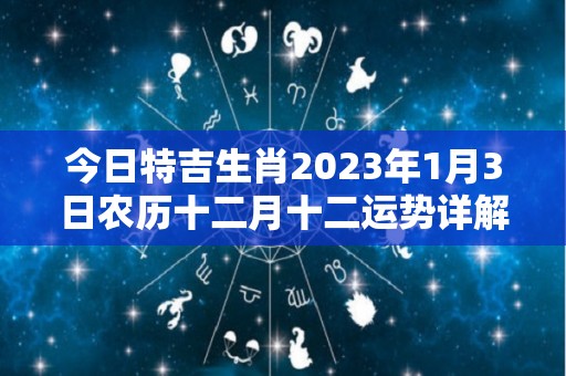 今日特吉生肖2023年1月3日农历十二月十二运势详解（今日特吉生肖2023年1月3日农历十二月十二运势详解视频）