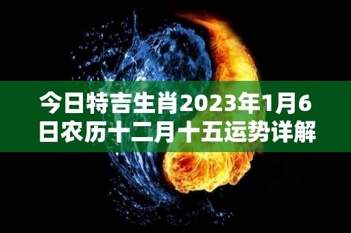 今日特吉生肖2023年1月6日农历十二月十五运势详解（2026年1月3日农历是多少）