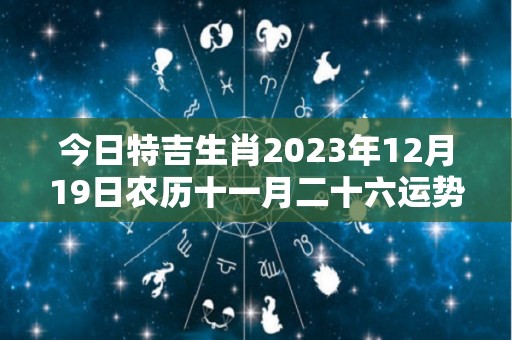 今日特吉生肖2023年12月19日农历十一月二十六运势详解（2020年12月23日属相吉凶）