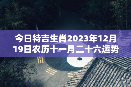 今日特吉生肖2023年12月19日农历十一月二十六运势详解（2023年11月12日）