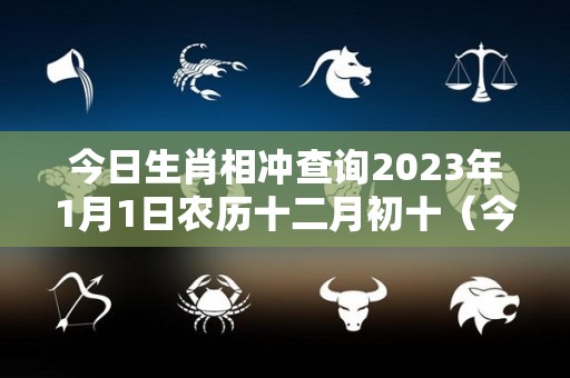 今日生肖相冲查询2023年1月1日农历十二月初十（今日生肖相冲查询2023年1月1日农历十二月初十出生）