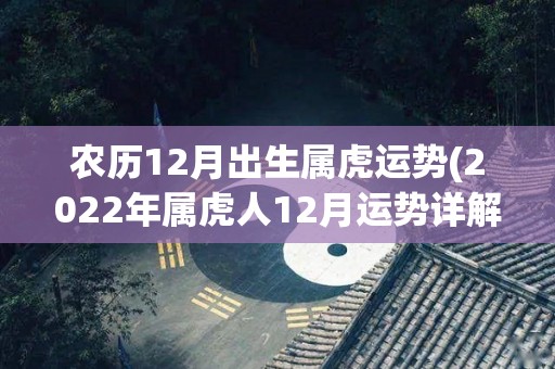 农历12月出生属虎运势(2022年属虎人12月运势详解)