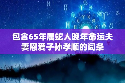 包含65年属蛇人晚年命运夫妻恩爱子孙孝顺的词条