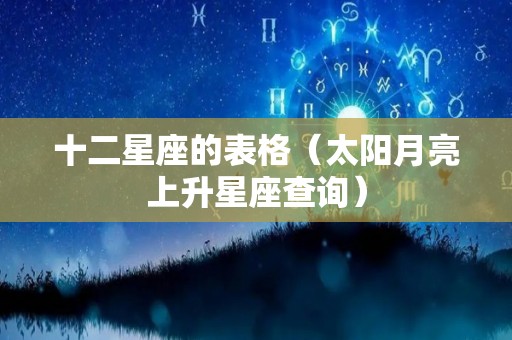 十二星座的表格（太阳月亮上升星座查询）