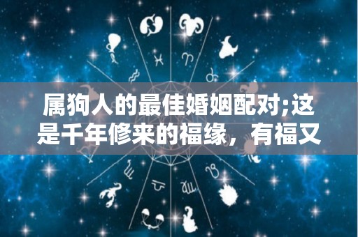 属狗人的最佳婚姻配对;这是千年修来的福缘，有福又有财？（属狗人婚姻与命运）