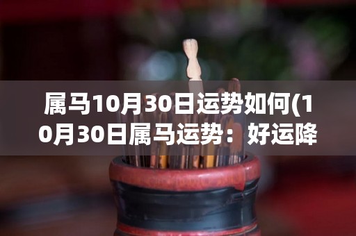 属马10月30日运势如何(10月30日属马运势：好运降临，请抓住机会！)