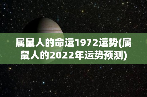 属鼠人的命运1972运势(属鼠人的2022年运势预测)