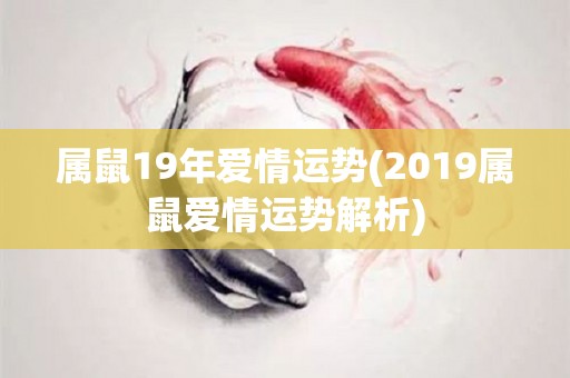 属鼠19年爱情运势(2019属鼠爱情运势解析)