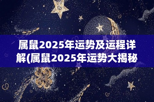 属鼠2025年运势及运程详解(属鼠2025年运势大揭秘)