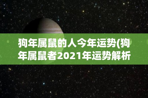 狗年属鼠的人今年运势(狗年属鼠者2021年运势解析)