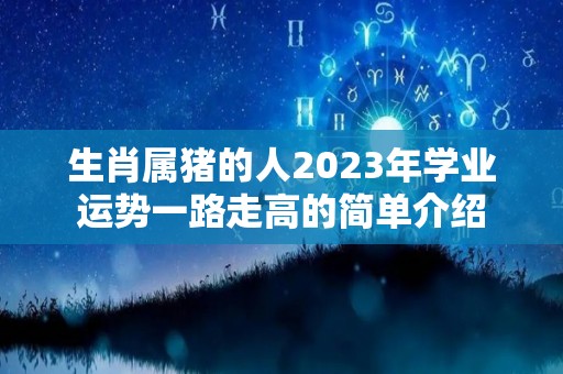 生肖属猪的人2023年学业运势一路走高的简单介绍