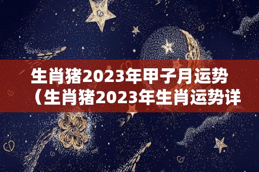 生肖猪2023年甲子月运势（生肖猪2023年生肖运势详解）