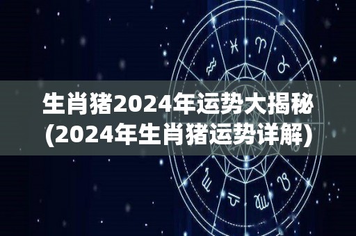 生肖猪2024年运势大揭秘(2024年生肖猪运势详解)