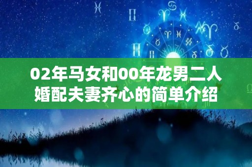 02年马女和00年龙男二人婚配夫妻齐心的简单介绍