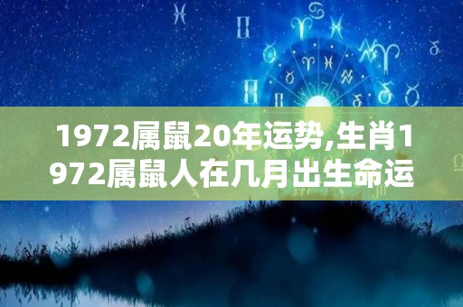 1972属鼠20年运势,生肖1972属鼠人在几月出生命运