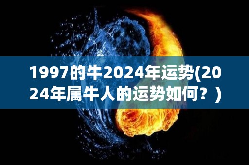 1997的牛2024年运势(2024年属牛人的运势如何？)