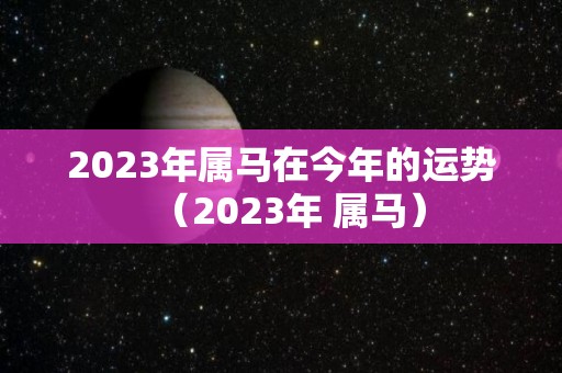 2023年属马在今年的运势（2023年 属马）