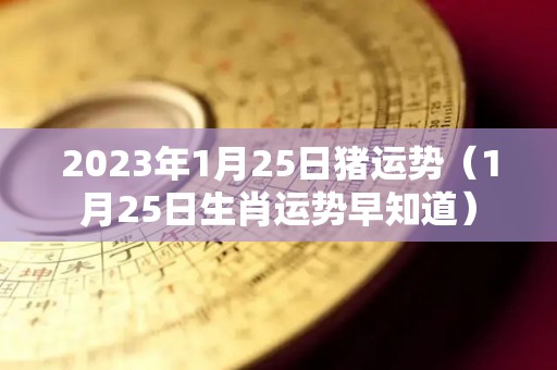 2023年1月25日猪运势（1月25日生肖运势早知道）