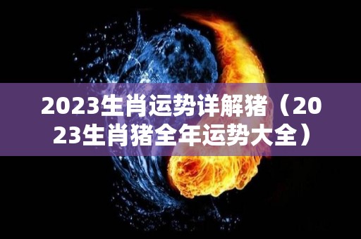 2023生肖运势详解猪（2023生肖猪全年运势大全）