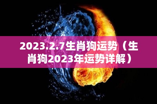 2023.2.7生肖狗运势（生肖狗2023年运势详解）