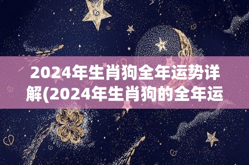 2024年生肖狗全年运势详解(2024年生肖狗的全年运势解析)