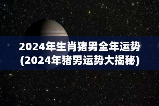 2024年生肖猪男全年运势(2024年猪男运势大揭秘)