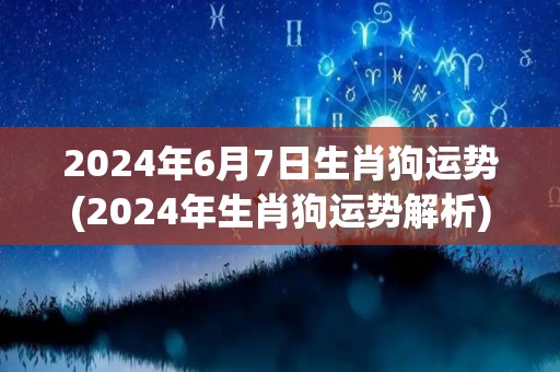 2024年6月7日生肖狗运势(2024年生肖狗运势解析)