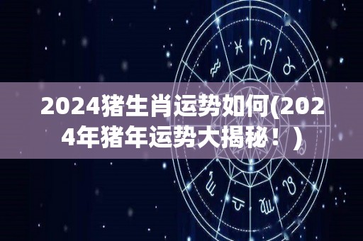 2024猪生肖运势如何(2024年猪年运势大揭秘！)