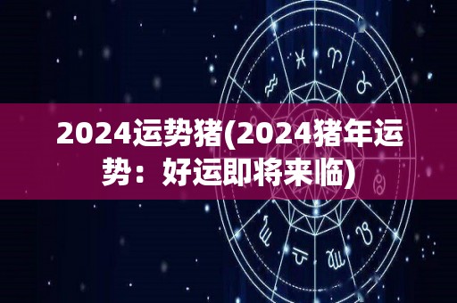 2024运势猪(2024猪年运势：好运即将来临)