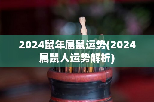 2024鼠年属鼠运势(2024属鼠人运势解析)