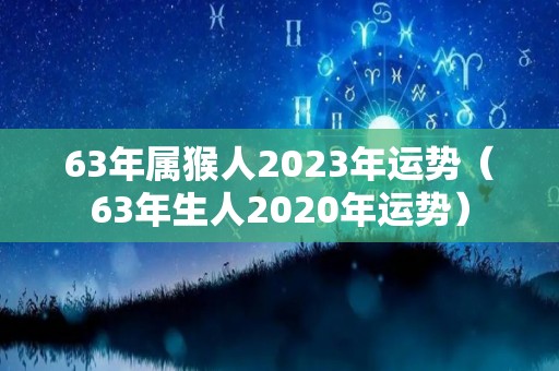 63年属猴人2023年运势（63年生人2020年运势）