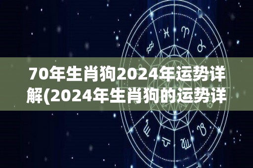 70年生肖狗2024年运势详解(2024年生肖狗的运势详解)