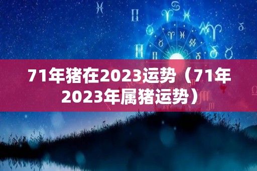 71年猪在2023运势（71年2023年属猪运势）