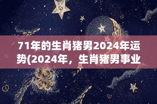 71年的生肖猪男2024年运势(2024年，生肖猪男事业运势升温，财运逐渐回升)