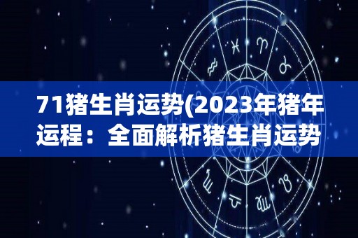 71猪生肖运势(2023年猪年运程：全面解析猪生肖运势！)