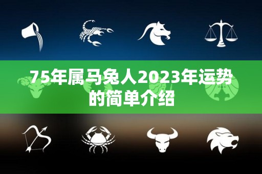 75年属马兔人2023年运势的简单介绍