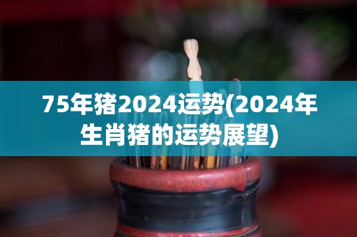 75年猪2024运势(2024年生肖猪的运势展望)