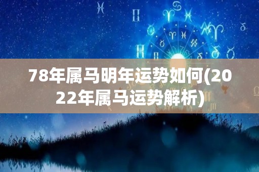 78年属马明年运势如何(2022年属马运势解析)