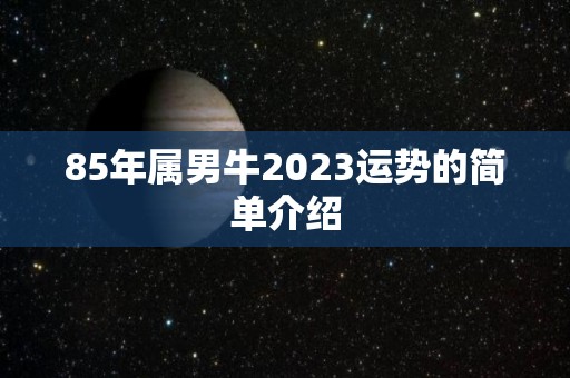 85年属男牛2023运势的简单介绍